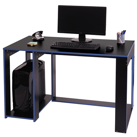 Mesa Gaming RODES, 120x60x76cm, con Soporte para CPU, color Negro y Azul