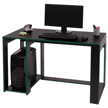 Mesa Gaming RODES, 120x60x76cm, con Soporte para CPU, color Negro y Verde
