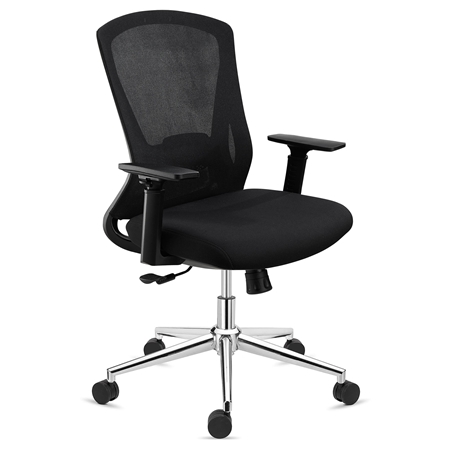 DEMO# Silla Ergonómica RIVER, Cómoda y de Diseño, Uso Intensivo 8H, En Malla Negra