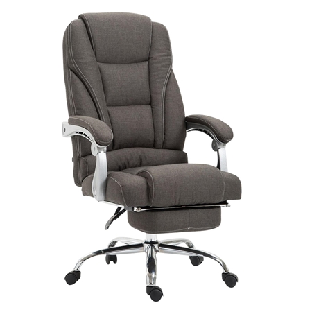 DEMO# Sillón de Oficina COMODITY TELA, Grueso Acolchado, Reposapiés Extensible, en Gris Oscuro