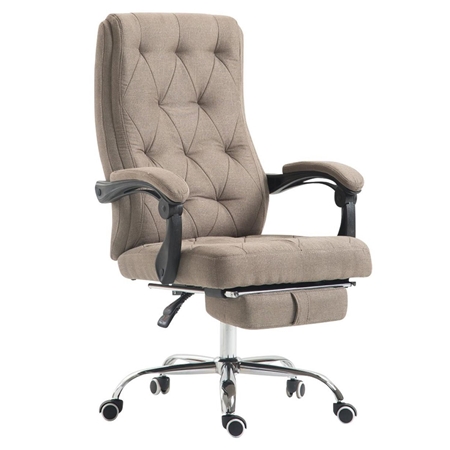 DEMO# Sillón de Oficina BENETY TELA, Reposapiés Extensible, Gran Acolchado, en Marrón taupé