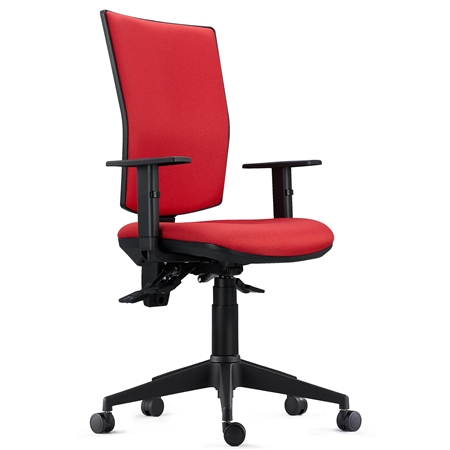 DEMO# Silla Ergonómica ATLANTA, Mecanismo Sincronizado, Uso 8 Horas, en Tela Roja