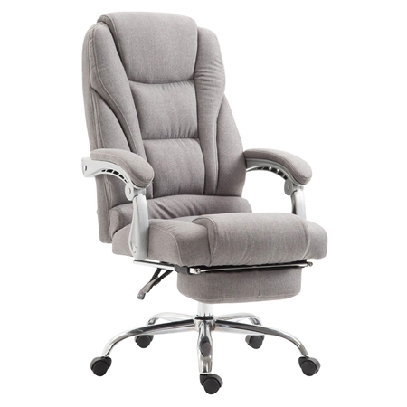 DEMO# Sillón de Oficina COMODITY TELA, Grueso Acolchado, Reposapiés Extensible, en Gris Claro