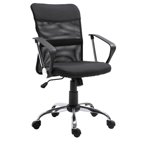 DEMO# Silla de Oficina AVEIRO, Malla Transpirable, Respaldo Medio, Color Negro