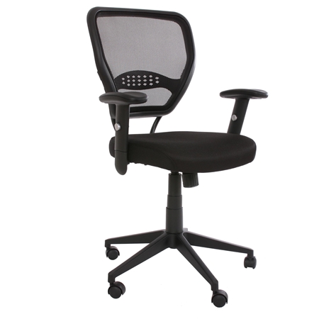 DEMO# Silla de Oficina XXL TENOYA, Asiento Acolchado, Respaldo en malla, Color Negro