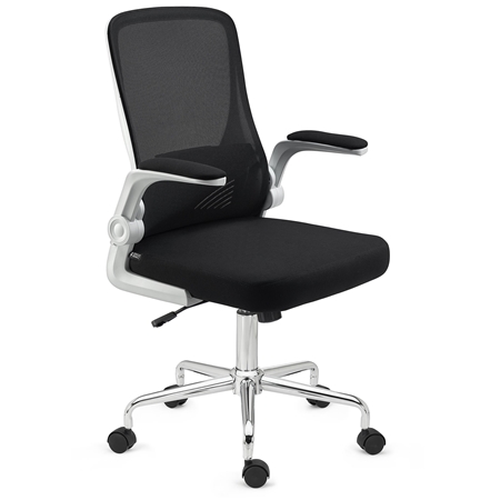 DEMO# Silla de Oficina FOLD, Respaldo y Brazos Abatibles, Cómoda y Práctica, En Blanco y Negro