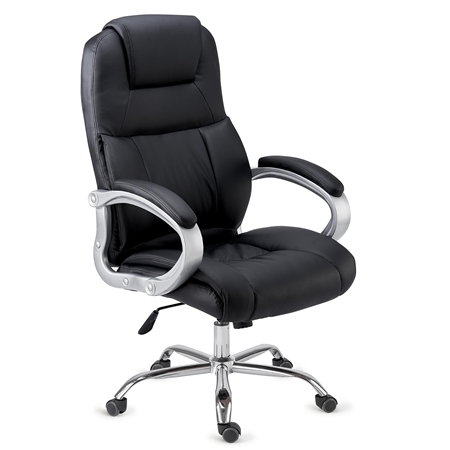DEMO# Sillón de oficina BOSTON, Gran acolchado, muy resistente hasta 150kg!!, Estructura en Acero, en negro