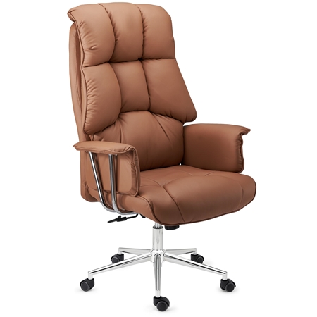 DEMO# Sillón de Oficina PRESIDENT, Máximo Confort, Doble Acolchado, Muy Elegante, Piel Marrón Claro